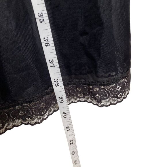 Vanity Fair Laced Trim Dress Slip Full Nylon Size 40 Lingerie Black Adjustable - Picture 6 of 9
